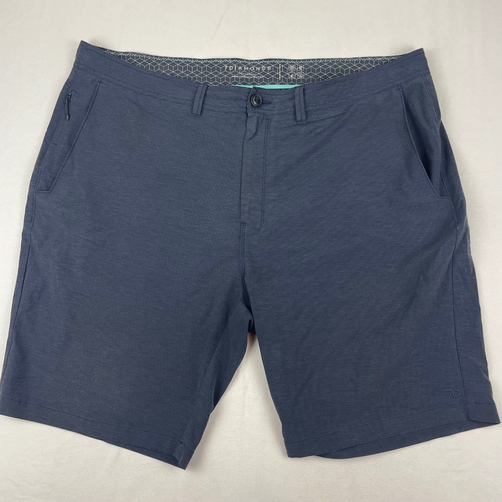 7 Diamonds Intertidal Performance Shorts Mens 42 Navy Blue Stretch STS-1240